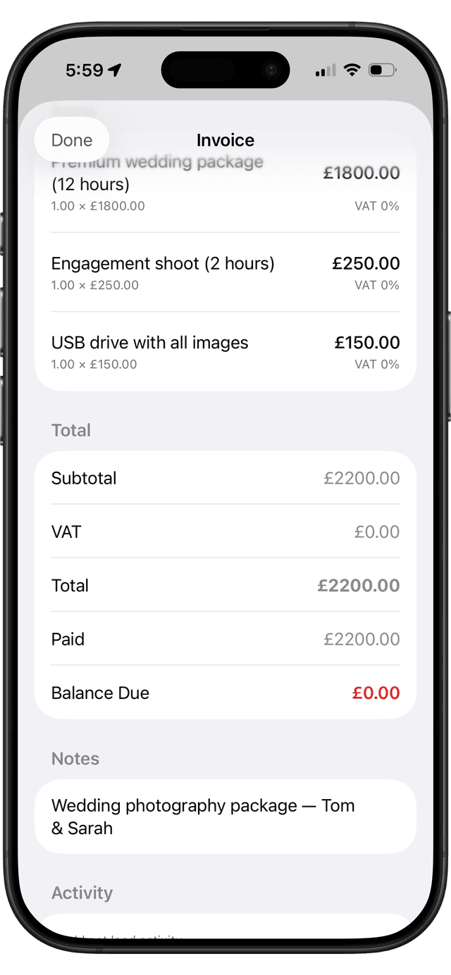 Professional Invoicing screenshot